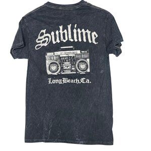 Sublime Long Beach CA Boombox Graphic T-Shirt Distressed Gray Sz SM Cotton